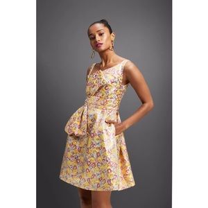 Zac Posen for Target Gold Floral Brocade Mini Dress with Bow - original launch
